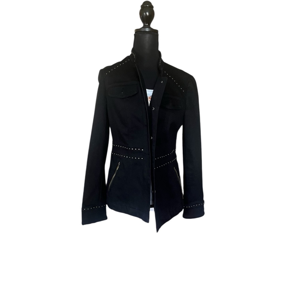 White House Black Market Black Studded Military Jacket size 6